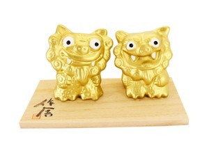 Japanese Okinawa Lucky Charm Rich Money Business Omamori Shisa Lion Gold Ebay