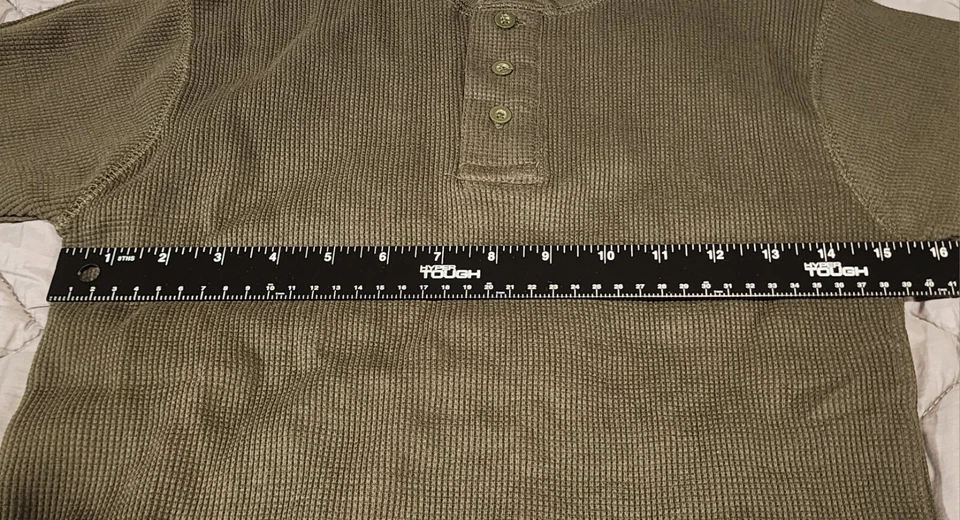 Thermal Henley 3 Button Shirt Faded Glory Olive Green Boys Medium (8/10) .. New - Image 4 of 4