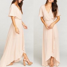 Show Me Your Mumu Women's Sophia Wrap Maxi High Low Bridesmaids Dress NWOT M