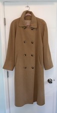 Fleurette Long Full Double Breasted Camel Silk Lined Hair Coat Size 10/ 12
