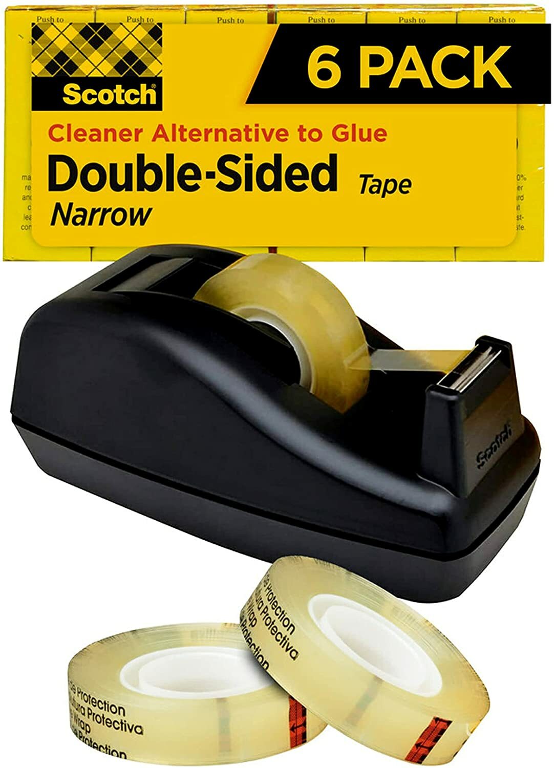 Double Sided Tape with Deluxe Desktop Tape Dispenser, 1/2 in x 900 in, 1 Dispens