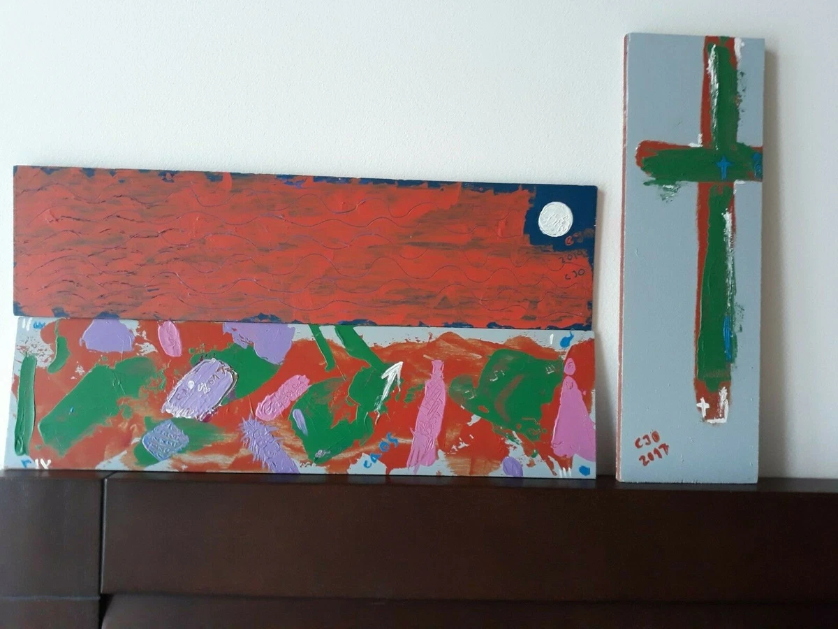 OFERTA. 6 Pinturas originales en 3 soportes. Acrílico sobre tabla. 