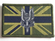 EMBROIDERED SAS WHO DARES WINS PATCH Green UK flag badge GB Army Military jacket
