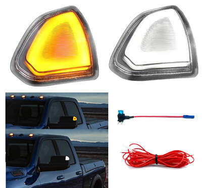 For Dodge Ram 1500 2500 3500 Clear LED Towing Mirror Turn Signal Running Light