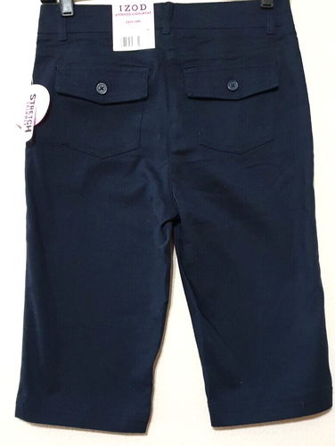 IZOD Adjustable Waist Flat Front Navy Blue Shorts Boy's Size 16 Slim Stretch NWT - Picture 2 of 7