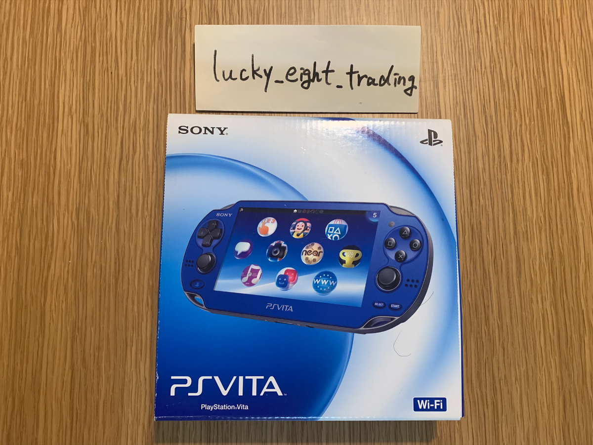 7-012【美品】PSVITA PCH-1000 サファイア・ブルー 箱付き PS Vita Sapphire Blue PCH 1000 ZA04 Console Charger Box [N