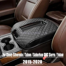 Center Console Lid Armrest Cover Cushion Pad Black For Chevy Silverado 2015-2020