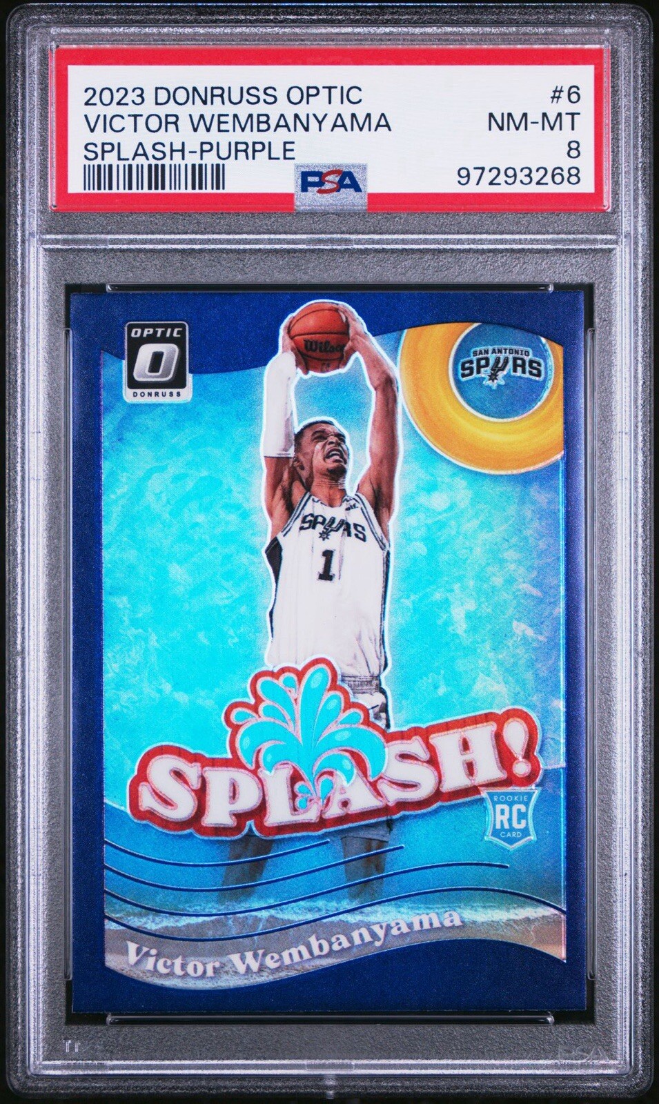 2023 PANINI DONRUSS OPTIC - SPLASH PURPLE Prizm #6 VICTOR WEMBANYAMA (RC) PSA 8