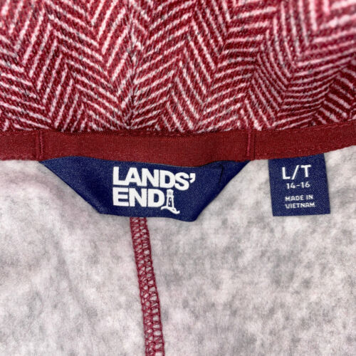 Lands End Fleece Tunic Top Large Tall Burgundy Red Herringbone Oeko-Tex Pullover - Picture 5 of 7