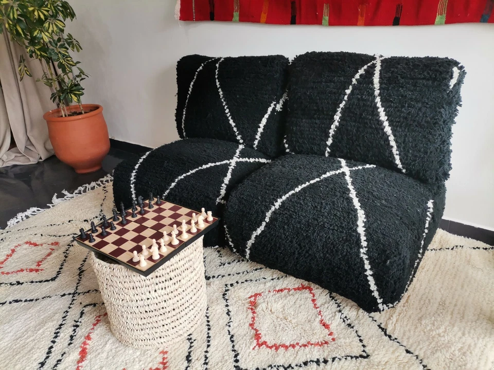 Moroccan Floor Cushion Set - 2 Seats Cushions + 2 Back Cushions + 4 Zipped bags - Image 3 of 4