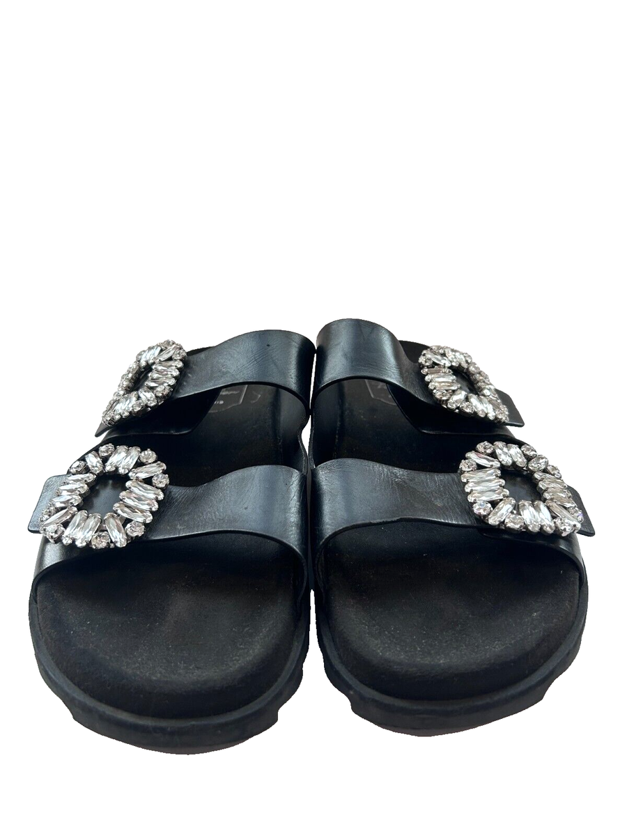 Roger Vivier Slidy Viv Strass Leather Slides