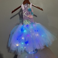 Mermaid Tutu Dress for Girls, Size 5-8 Light up for Halloween Birthday Party
