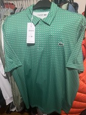 Lacoste Mens Polo Shirt Green XXL Regular Fit UV Protect Golf AOP DH5175 BNWT 7