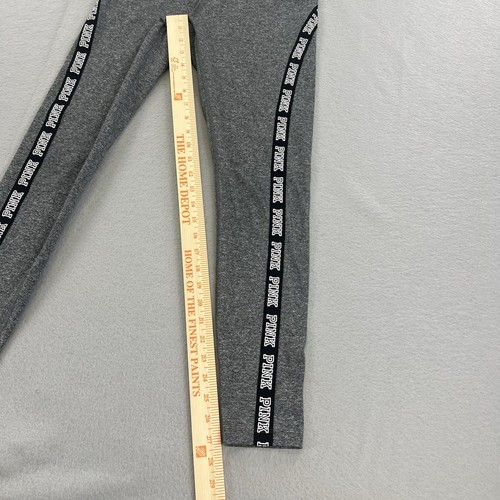 PINK Victoria’s Secret Cozy Leggings Small Gray Logo Side Stripe Stretch Lounge - Picture 8 of 13
