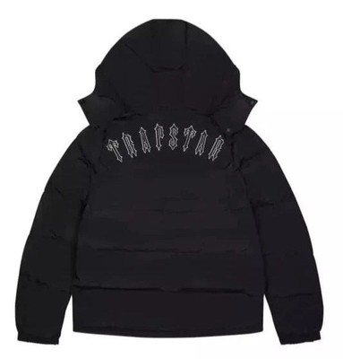 Men s Trapstar Irongate Black Hooded Puffer Jacket Winter Street Style Outerwear