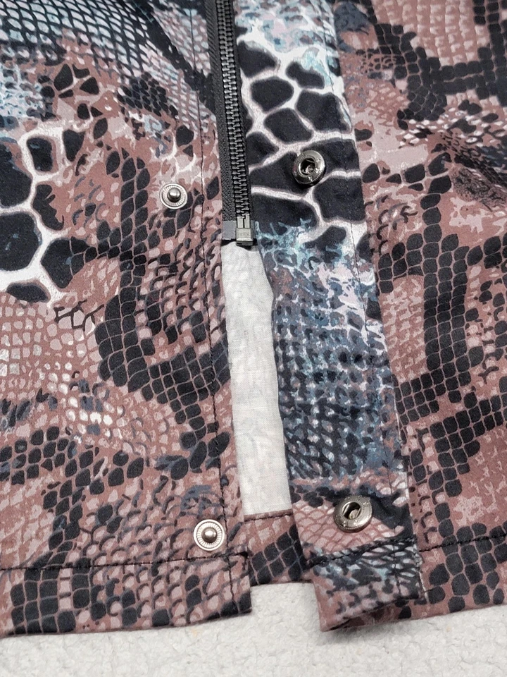 Publish Shirt Jacket Mens 3XL Brown Snakeskin Print Zip Front Drawstring Hem - Image 3 of 4