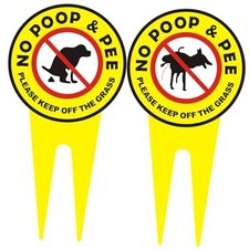 2 PC No Pooping Dog Signs with Stake for Yard 11.8" x 5.9" 11.8"x5.9" / 30x15cm