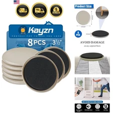 Furniture Sliders Heavy Duty 8pcs 3 1/2 inch Reusable for Moving Carpets Floors