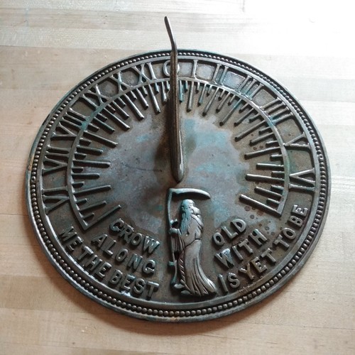 Vintage Collectible Brass Sundial Timeless Garden Décor Grow Old With Me Antique