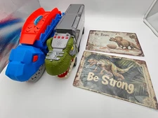 Boys Dinosaur Lot with Semi Truck Hauler, Dinosaur decor, T-Rex Race Track