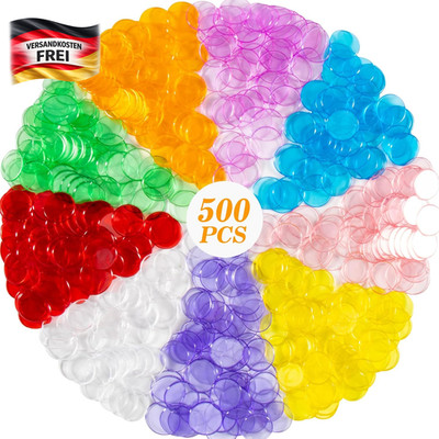 Transparente Bingo Chips Set 500 Stück für Spiel, Unterricht, Markieren, Zählen