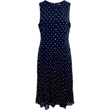 New Madewell Midi Dress Womens 14 Black Gold Metallic Dot Sleeveless Elegant