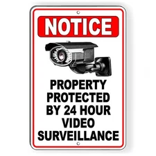 Notice Property Protected 24 Hour Video Surveillance Sign Or Decal 6 SIZES S062