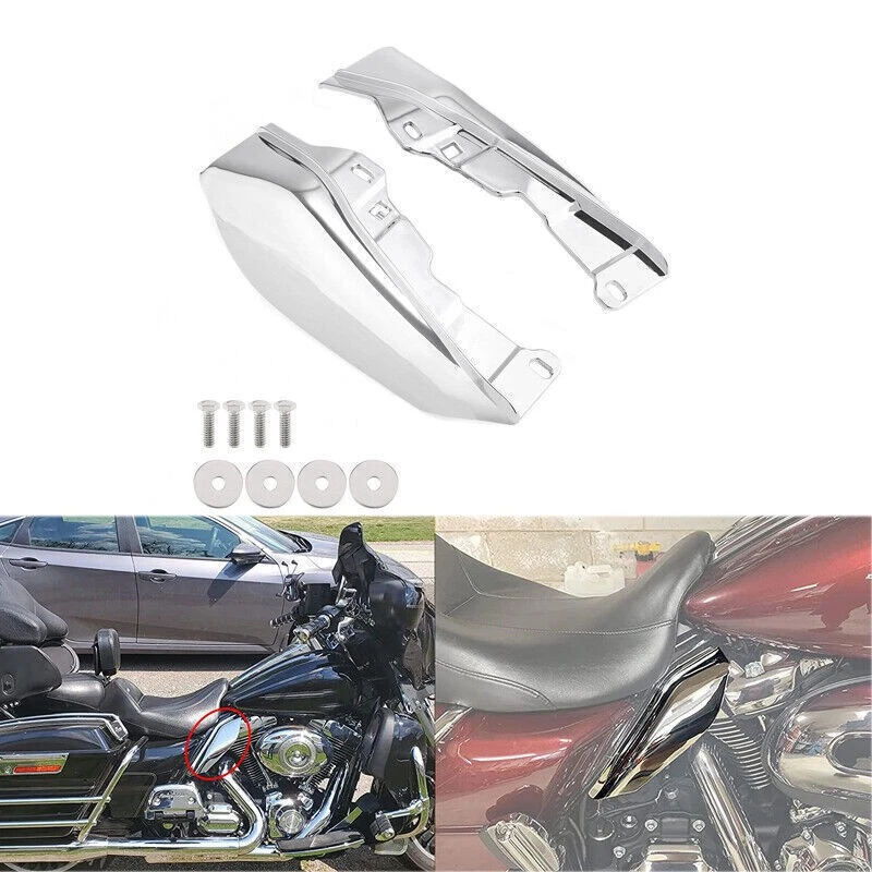 Deflector de aire cromado de marco medio protector térmico para Harley Davidson Touring 2009-2016 Foto 2 de 4