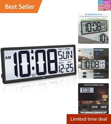Backlight Digital Wall Clock Battery Operated - with Temperature and Date 14....
