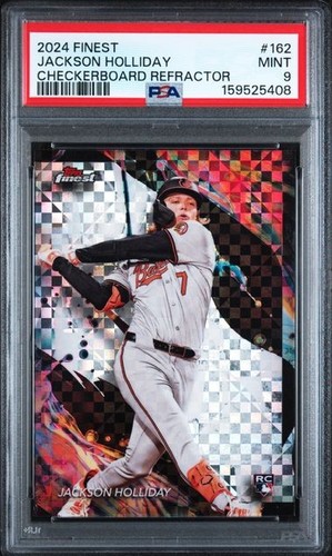 2024 TOPPS FINEST CHECKERBOARD REFRACTOR #162 JACKSON HOLLIDAY ROOKIE RC PSA 9