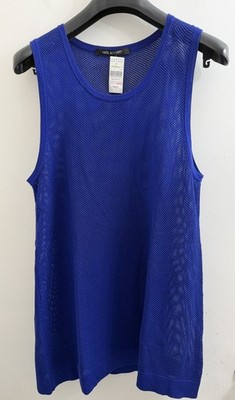 トップス 00s Neil Barrett Knit made in italy NWT Neil Barrett Blue Mesh Knit Sleeveless TShirt Size XL Made In