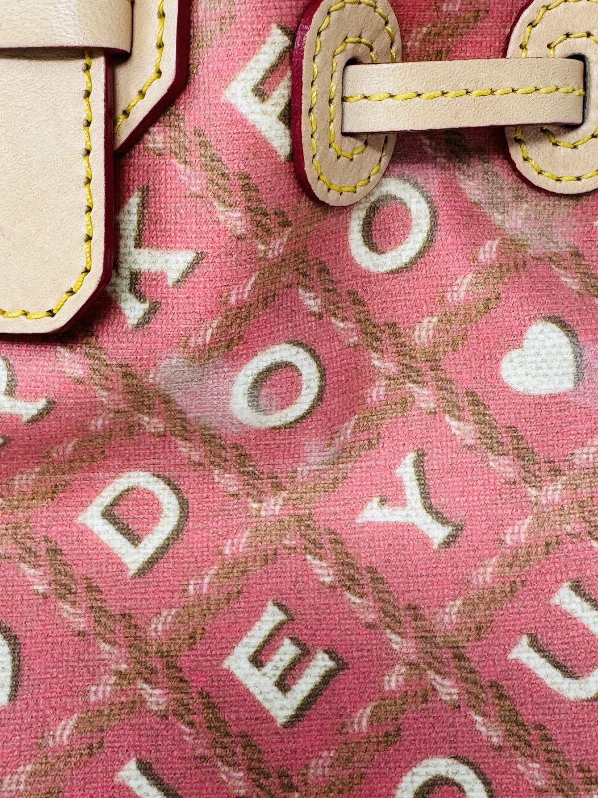 Borsa Dooney & Bourke Monogram Rosa Rivestita Tela Y2K Cinch Tote Fibbia Manici