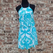 Lilly Pulitzer Whistler Dress Resort Rhinestone Back Ruffle Silk Womens Sz 0