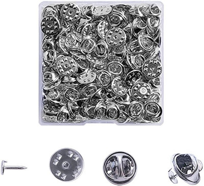 100 PCS Metal Pin Backs Silver Butterfly Clutch Locking Tie Tack Replacements