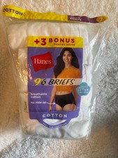 NEW Women's HANES 9pk Ultra Soft Breathable Cotton No Ride Up Briefs sz 7 WHITE