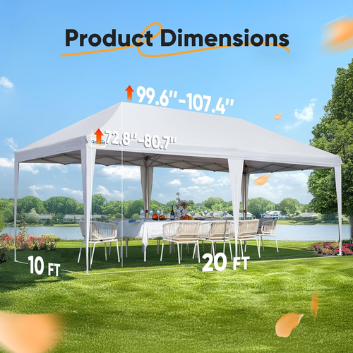 Quictent 10X20 Pop up Canopy with Sidewalls Easy up Canopy Tent Instant Shelter  - Picture 6 of 12