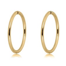 AVORA 10K Gold 10mm Endless Continuous No-Gap Polished Hoop Earrings - Yellow or