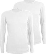2 Pack Men Cotton Waffle Thermal Shirt Long Sleeve Crew Neck Soft Undershirt