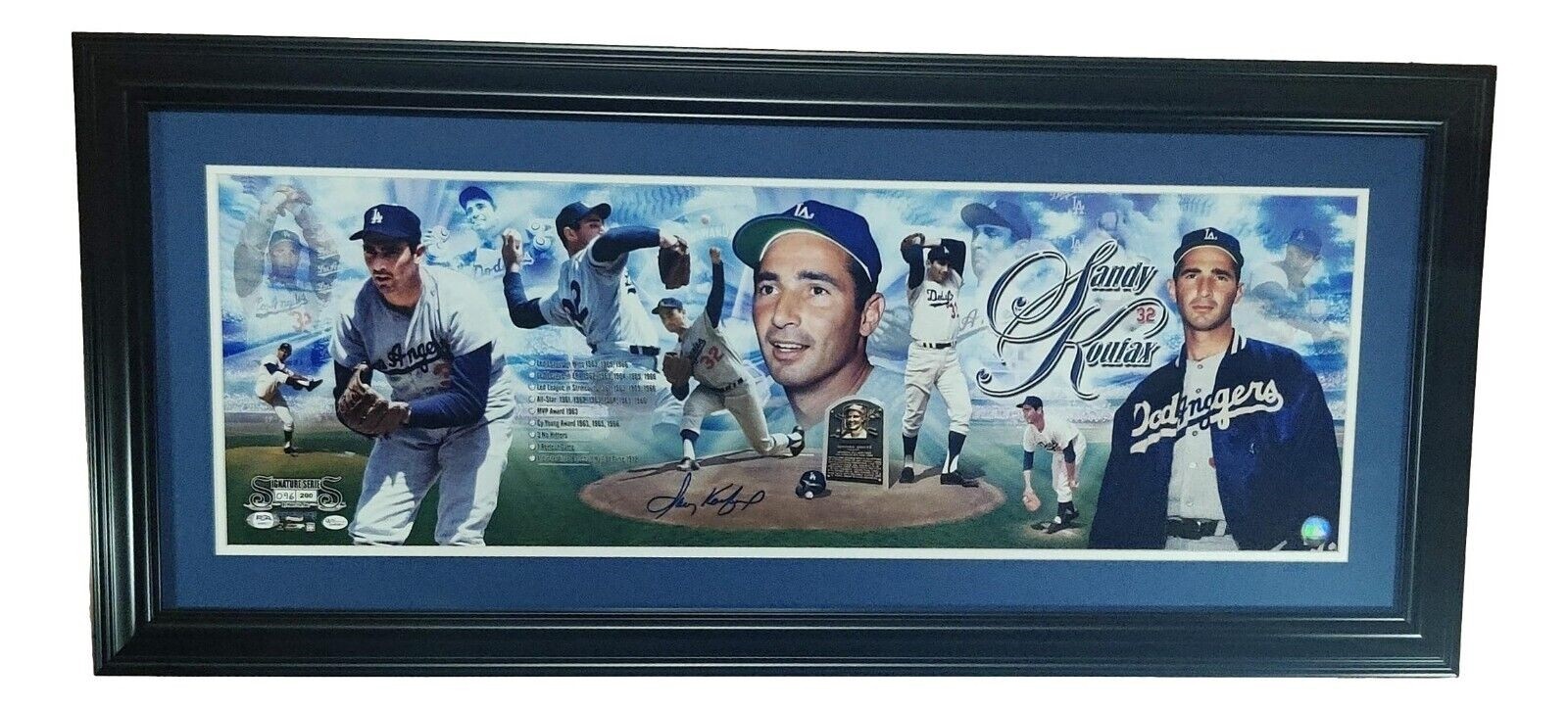 Sandy Koufax Autographed Panoramic 36x12 Photo Framed Los Angeles PSA/DNA