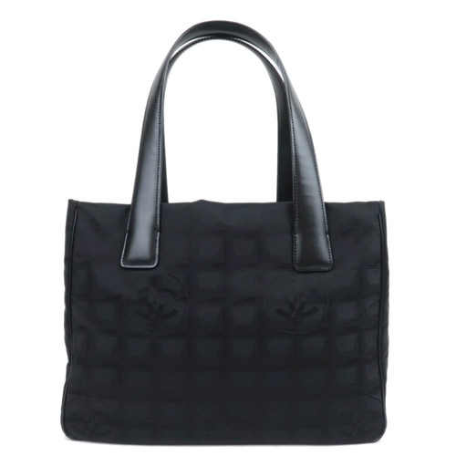 CHANEL New Travel Line Tote PM Black Nylon Leather Shoulder Bag A20457 Authentic