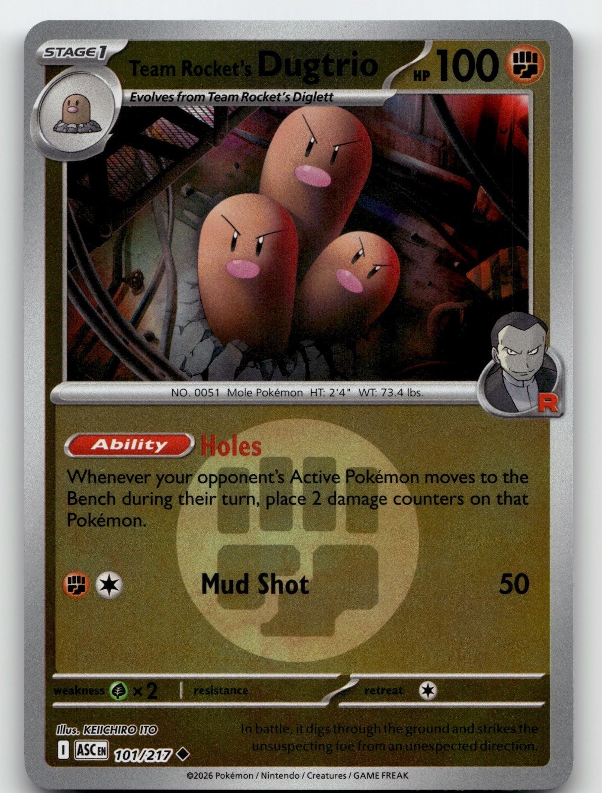 TEAM ROCKET'S DUGTRIO - 101/217 (ENERGY SYMBOL) ME: ASCENDED HEROES POKEMON NM/M