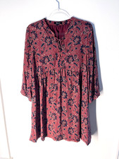 Madewell dress, red blue paisley, knee length, long sleeve, size S