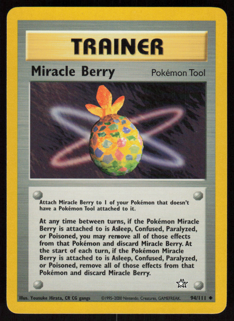 Miracle Berry 94/111 Uncommon Neo Genesis Pokemon 1st Edition LP