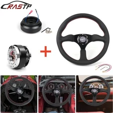 14in Black Steering Wheel+Quick Release+Hub Adapter For Honda Civic 96-00 EK