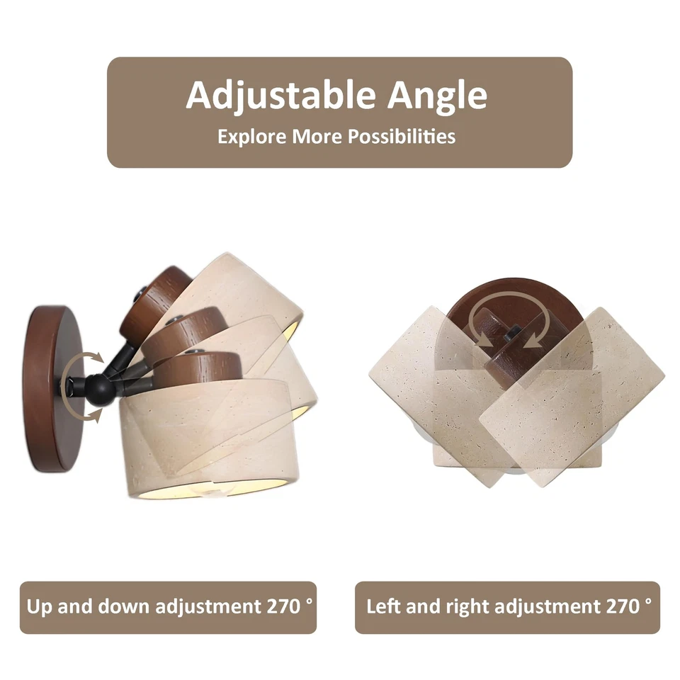 Aplique de Pared de Piedra Natural Ajustable Mármol Montado en la Pared Baño Luz Dura... Foto 4 de 4