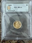 1986 1/10th oz $5 Gold Eagle ICG MS70