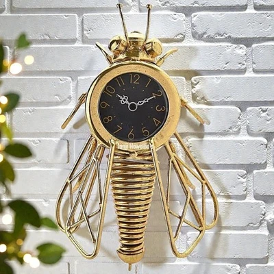 Hometime Wall Clock Gold Bee Design Mantle clock Contemporary Metal Home Decor - Image 1 of 4