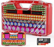 Battery Organizer Storage Holder Box Case with Tester - 285 Batteries Double-Sid