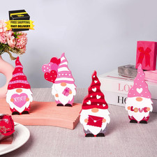 Valentines Day D cor, Valentines Wooden Gnome Decorations Sign, Red and Pink Val