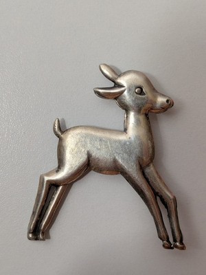 Vtg Mid Century Sterling Silver Deer Fawn Pin Brooch 925 Retro Bambi Hallmark